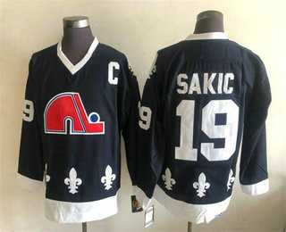 Men%27s Quebec Nordiques #19 Joe Sakic Black CCM Throwback Stitched NHL Jersey->new jersey devils->NHL Jersey